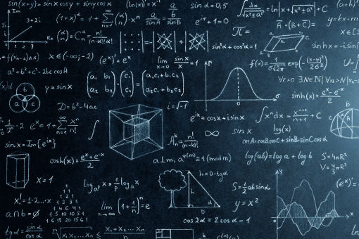 Mathematics equations on a digital screen background