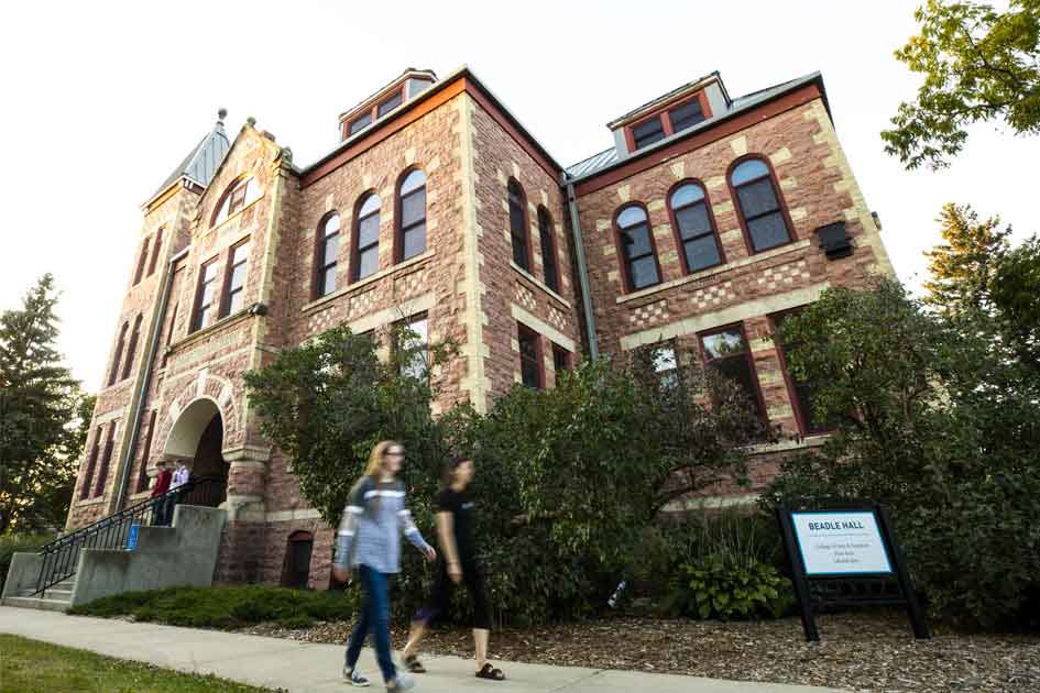 Students walking on DSU's main campus