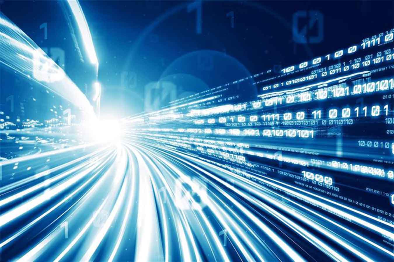 code design with streaks of lights and numbers