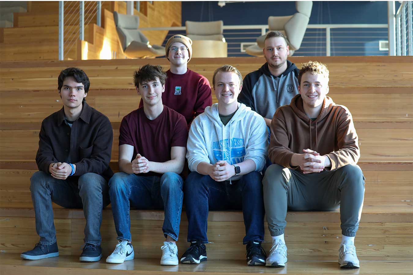 The CPTC team (top row l-to-r): Gage Schacher and Coach Tyler Flaagan; (bottom row l-to-r): Merrill Newman, Daniel Sobczak, Ryan Kleffman, and Derek Manzella. Not pictured: Austen King.
