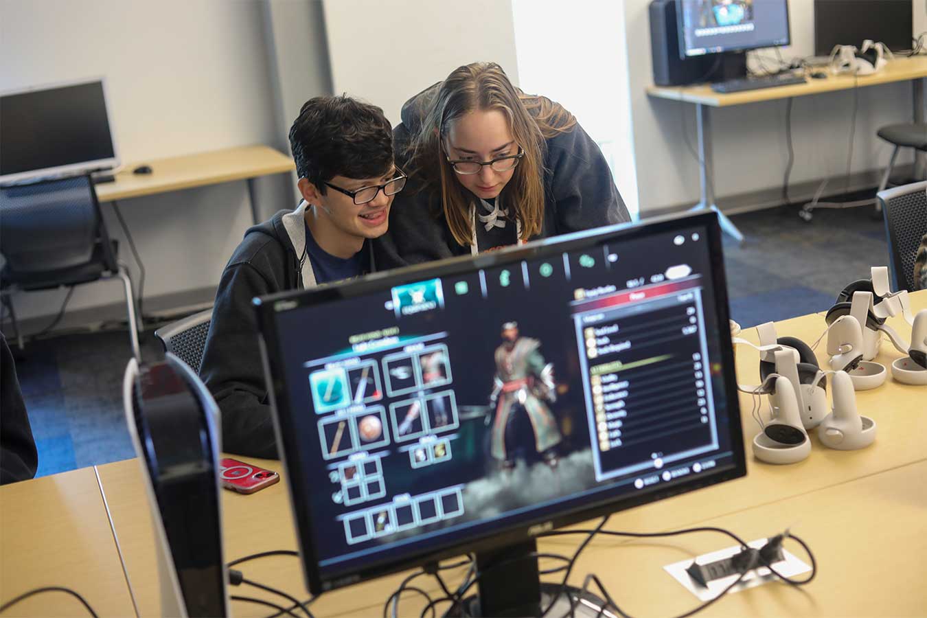 DSU game design students working during a class.