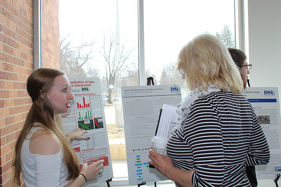 Students in front of presentation board