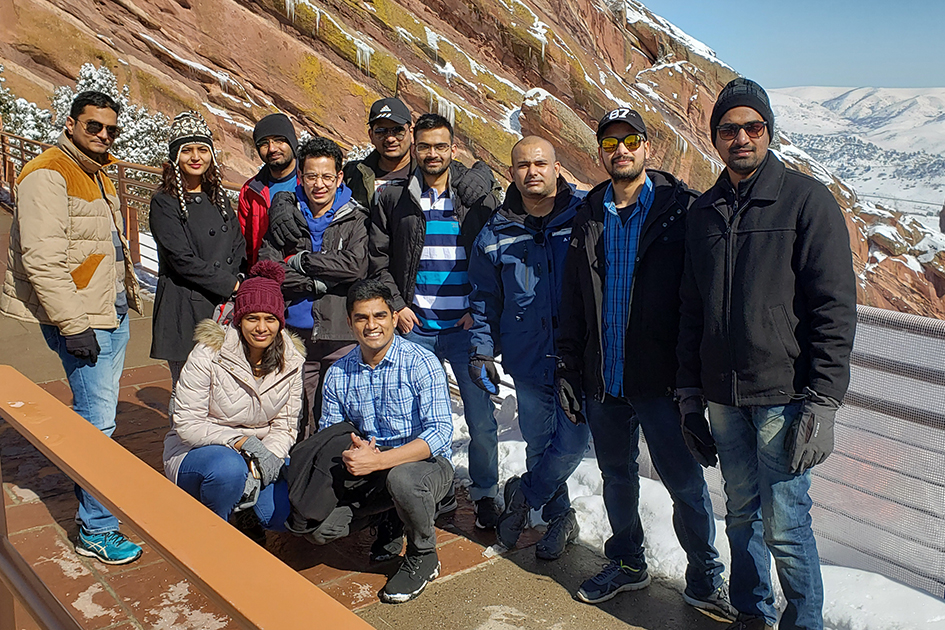 group of students on a mountain side